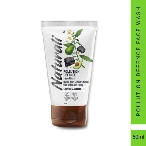 naturali pollution defence face wash | with charcoal & avocado | protects skin from pollution and restores natural glow 50 ml