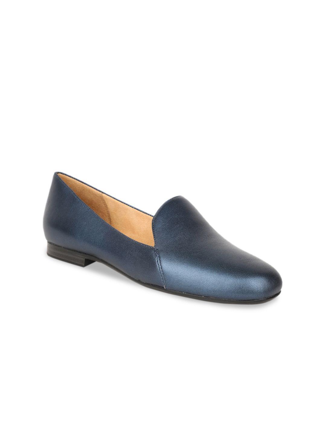 naturalizer women navy blue leather loafers