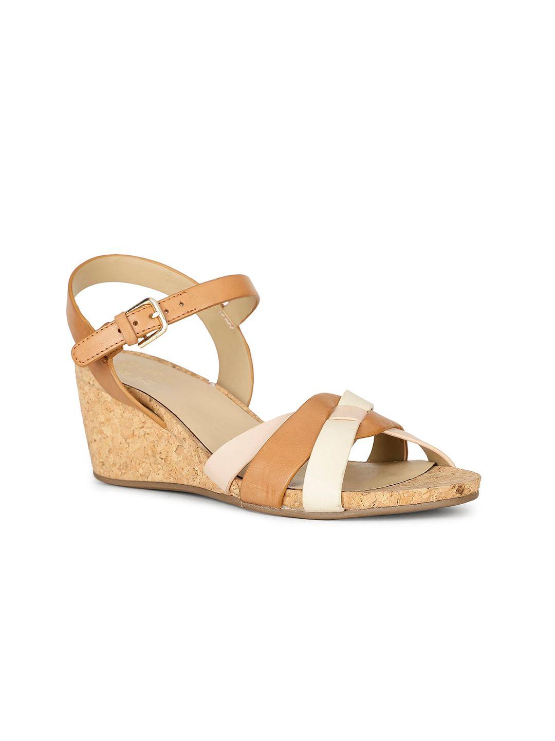 naturalizer colourblocked strappy leather wedges with buckles