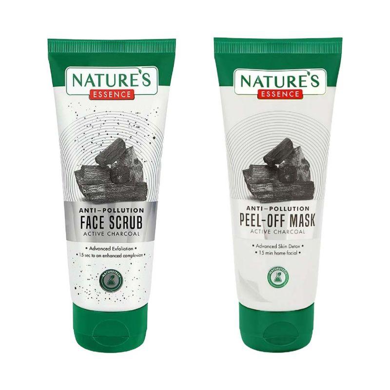 nature's essence anti pollution charcoal face scrub & peel off mask