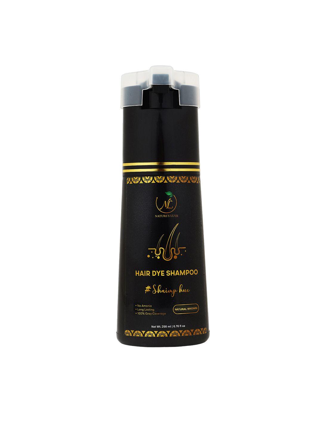 nature's lush shaimp hue no ammonia hair dye shampoo with almond oil 400ml - natural brown