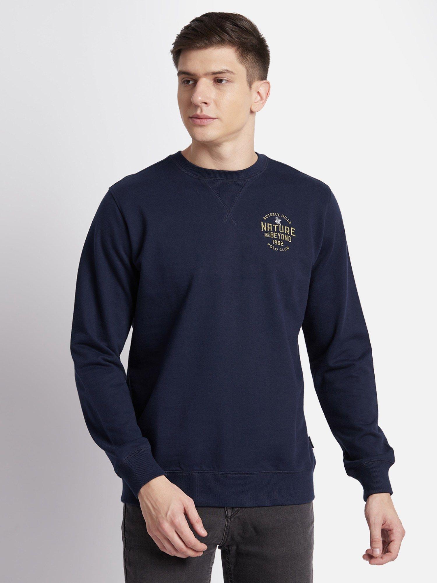 nature and beyond crew neck blue sweatshirt