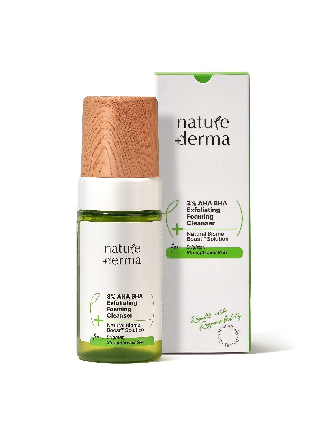nature derma natural biome boost solution 3% aha bha exfoliating foaming cleanser - 100ml