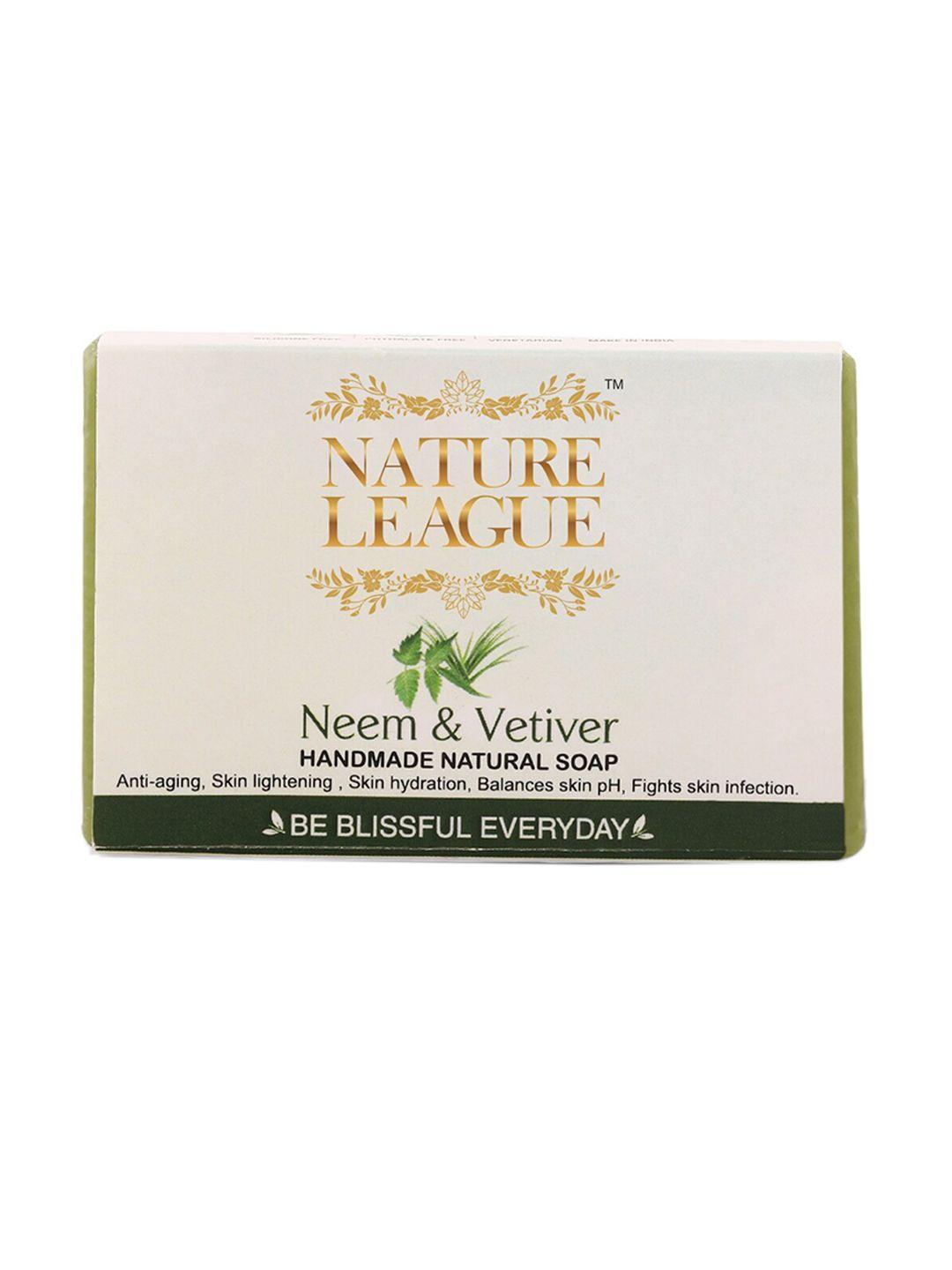 nature league anti-aging & hydrating neem & vetiver handmade natural bar soap - 100 g