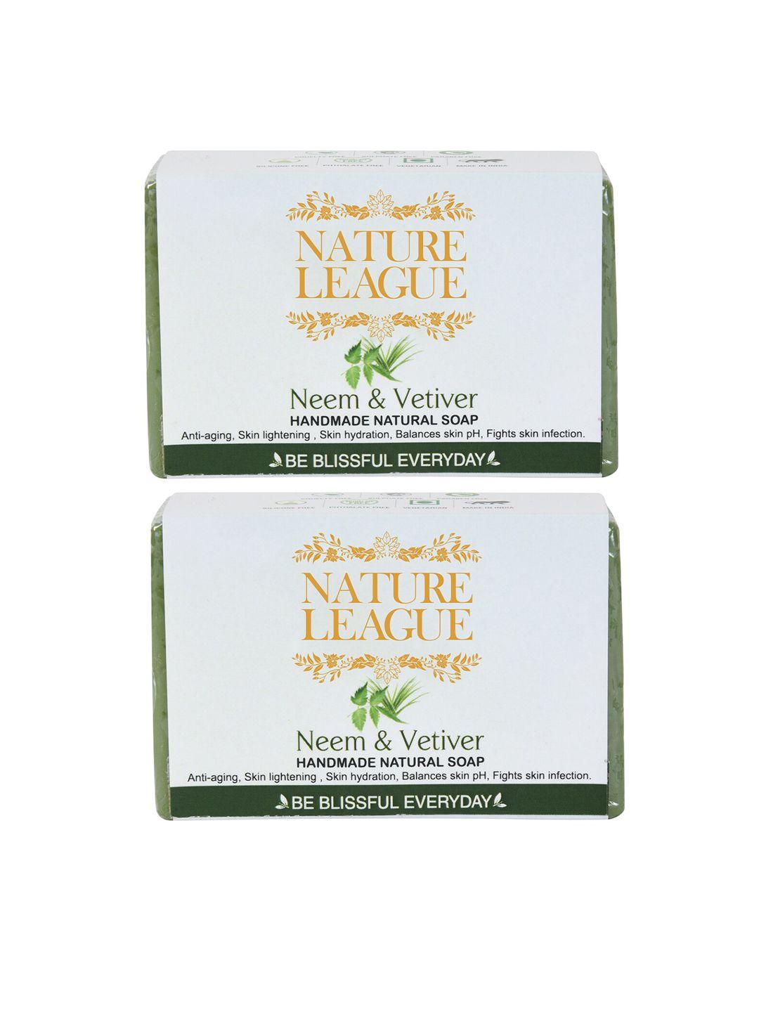 nature league pack of 2 neem and vetiver natural handmade soap- 100 gm each