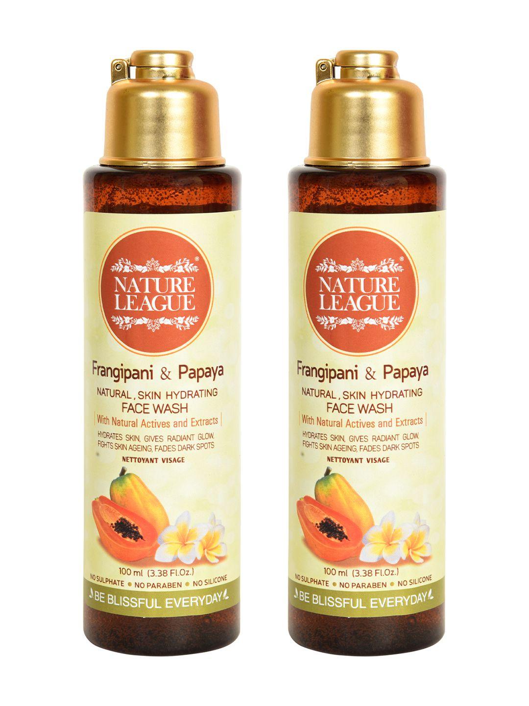 nature league set of 2 frangipani & papaya natural hydrating face wash - 100 ml each