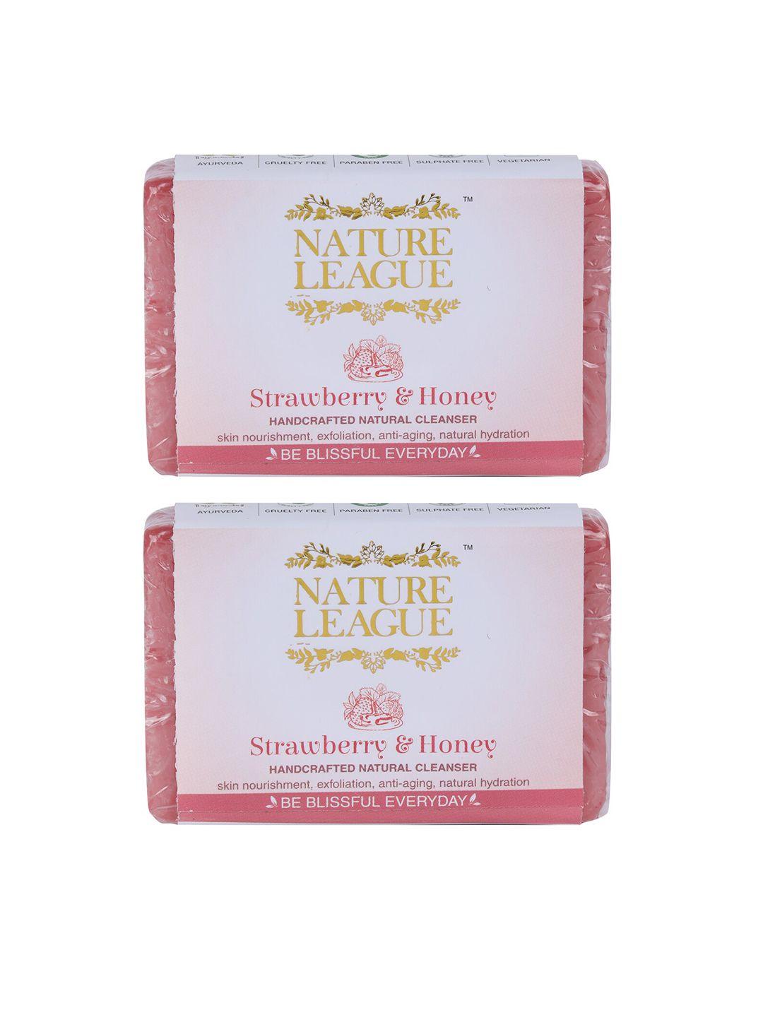nature league set of 2 strawberry & honey natural paraben free handmade soap-100g each