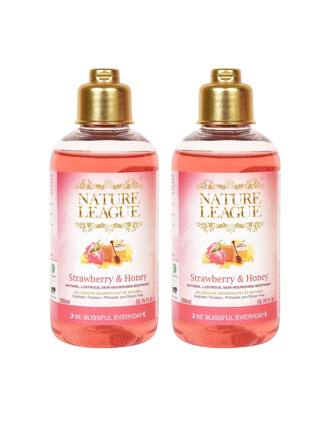 nature league set of 2 strawberry & honey skin nourishing body wash - 200 ml each