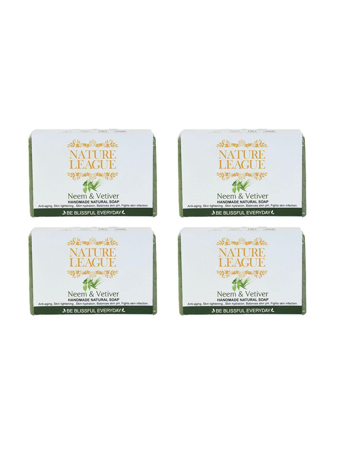 nature league set of 4 neem & vetiver natural bar soaps - 100gm each