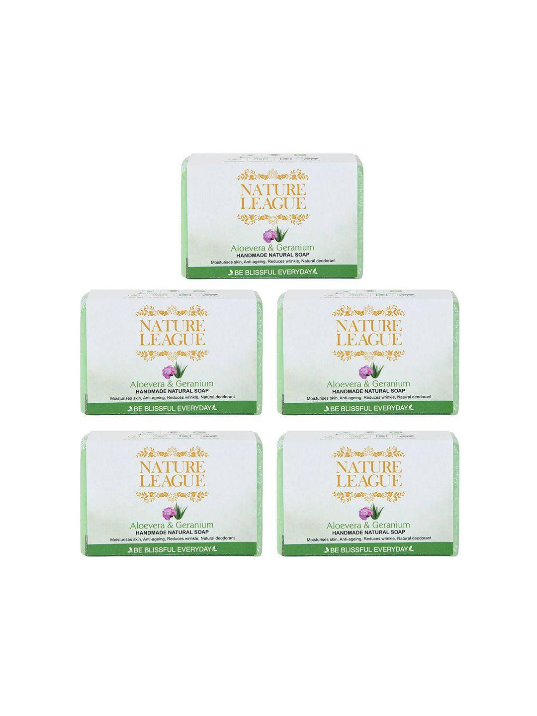 nature league set of 5 green aloevera & geranium natural handmade soap