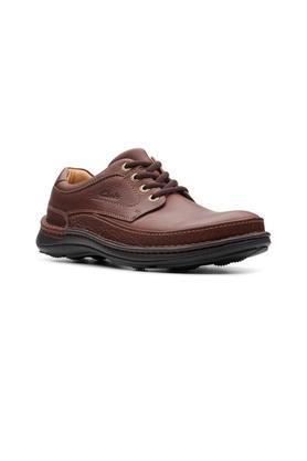 nature three leather mid tops lace up men's casual shoes - mahogany
