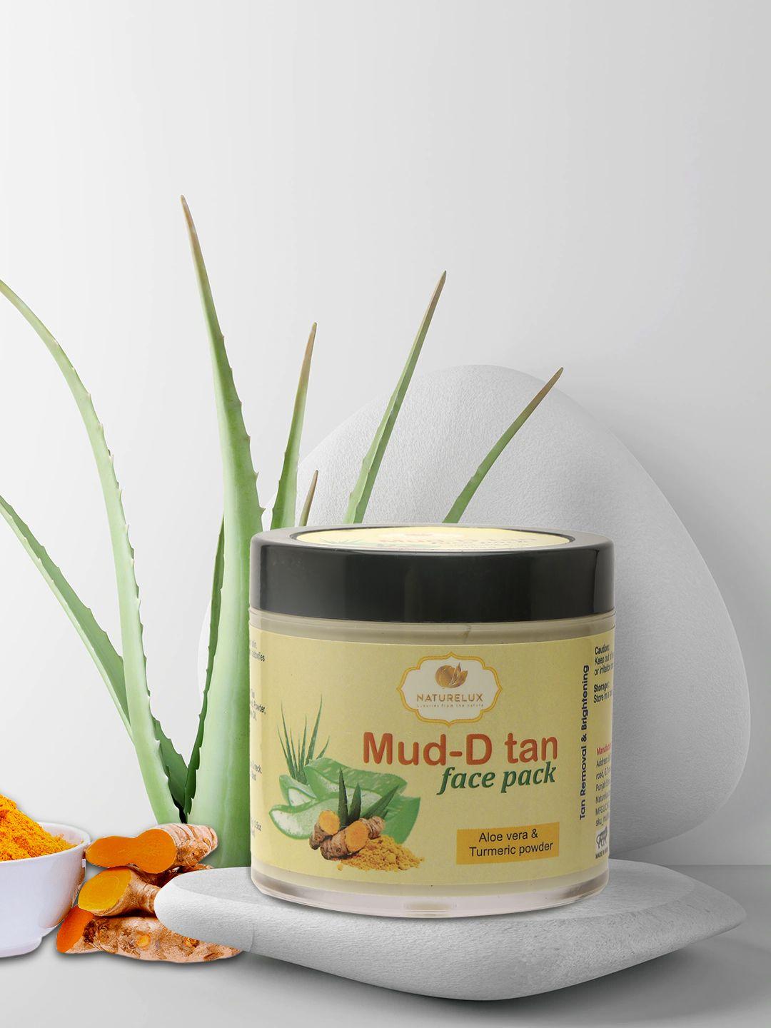 naturelux mud d-tan face pack with aloe vera & turmeric powder - 100 g