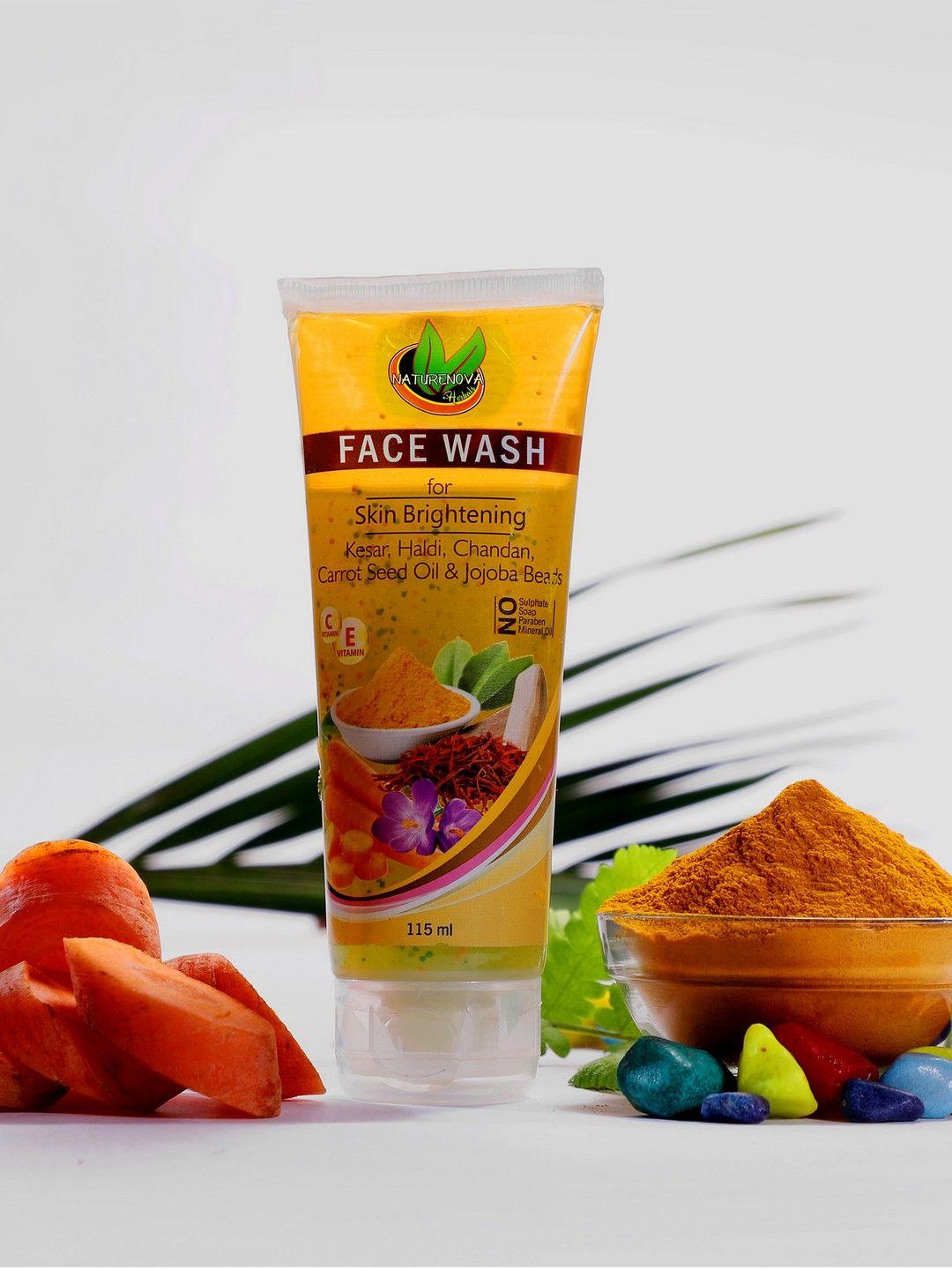 naturenova herbals kesar & haldi face wash for skin brightening - 115ml
