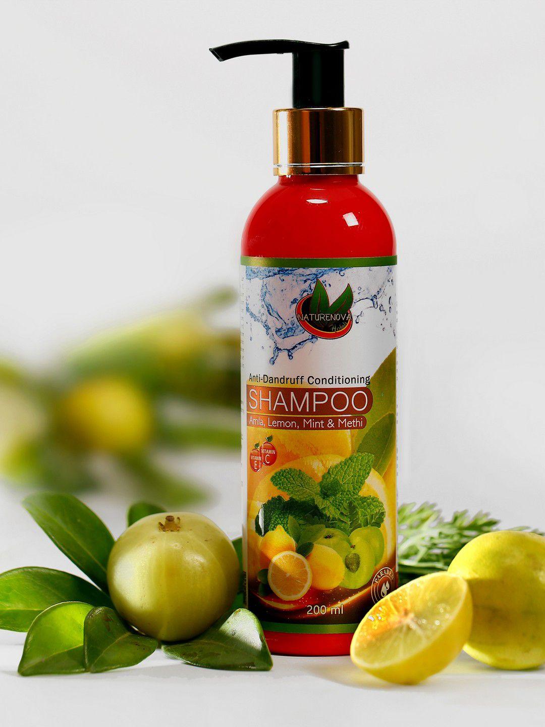 naturenova herbals anti-dandruff conditioning shampoo with amla & lemon - 200ml