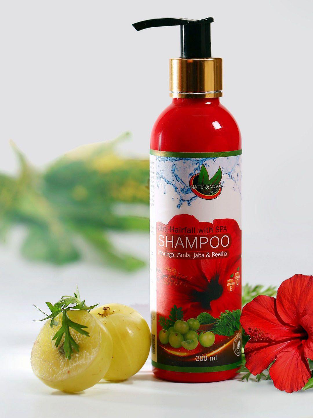naturenova herbals moringa & amla anti-hair fall with spa shampoo - 200ml