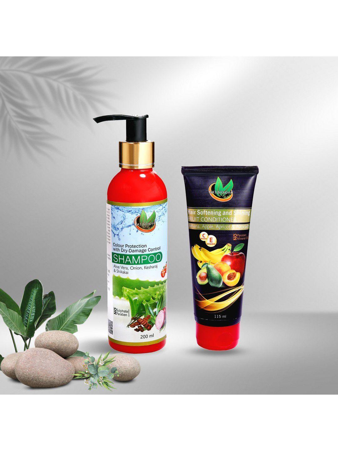 naturenova herbals set of color protect shampoo 200 ml & fruit conditioner 115 ml