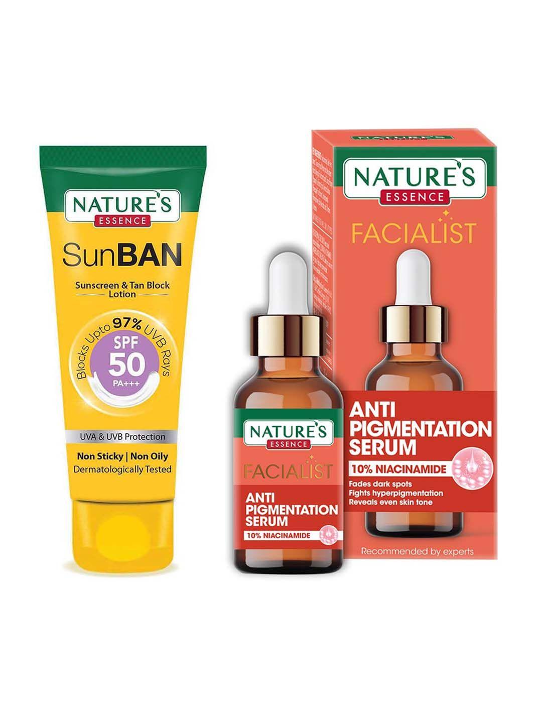 natures essence set of facialist anti-pigmentation serum & sunban spf50 pa+++ sunscreen