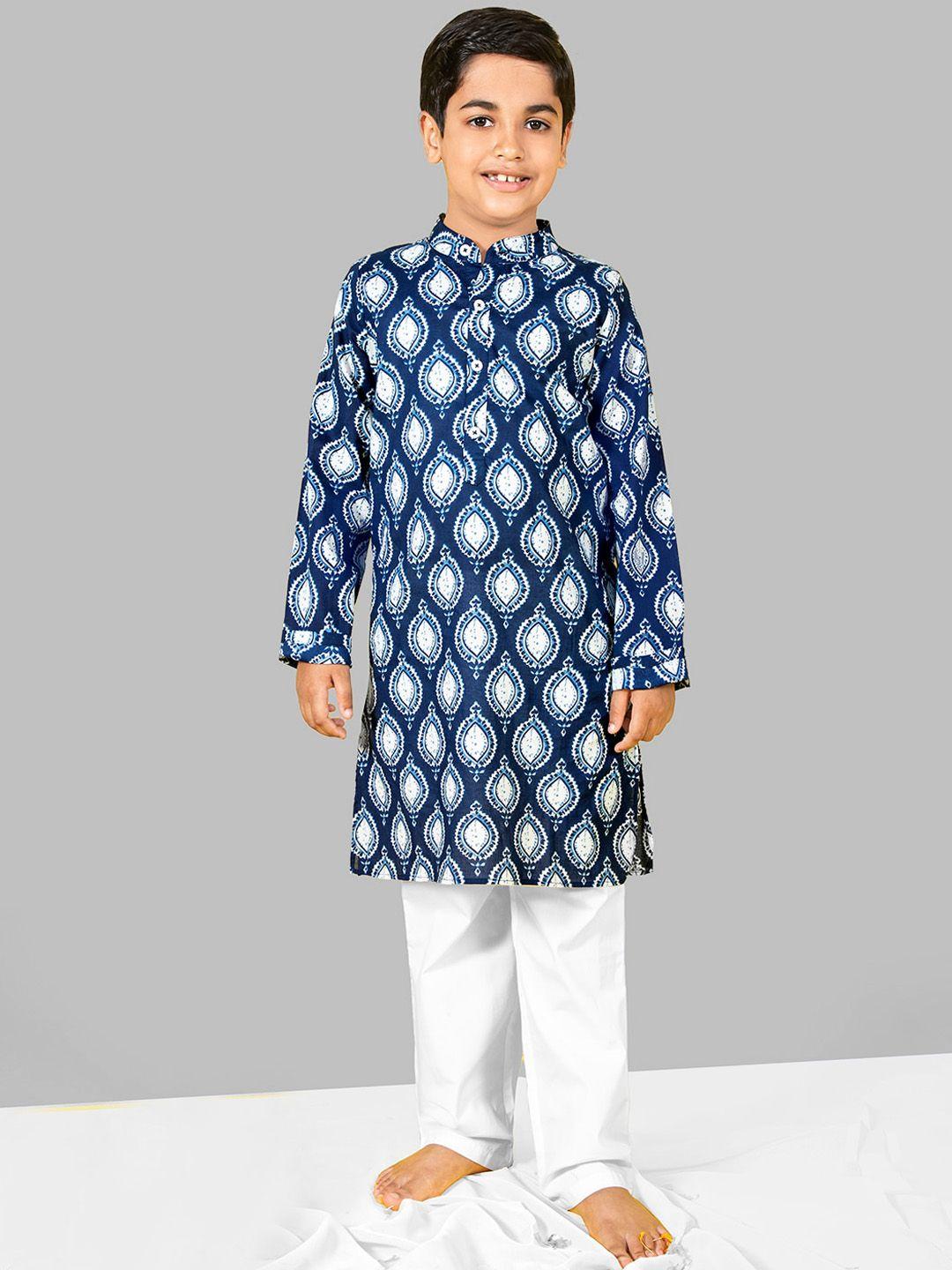 naughty ninos boys ethnic motifs printed kurta with pyjamas