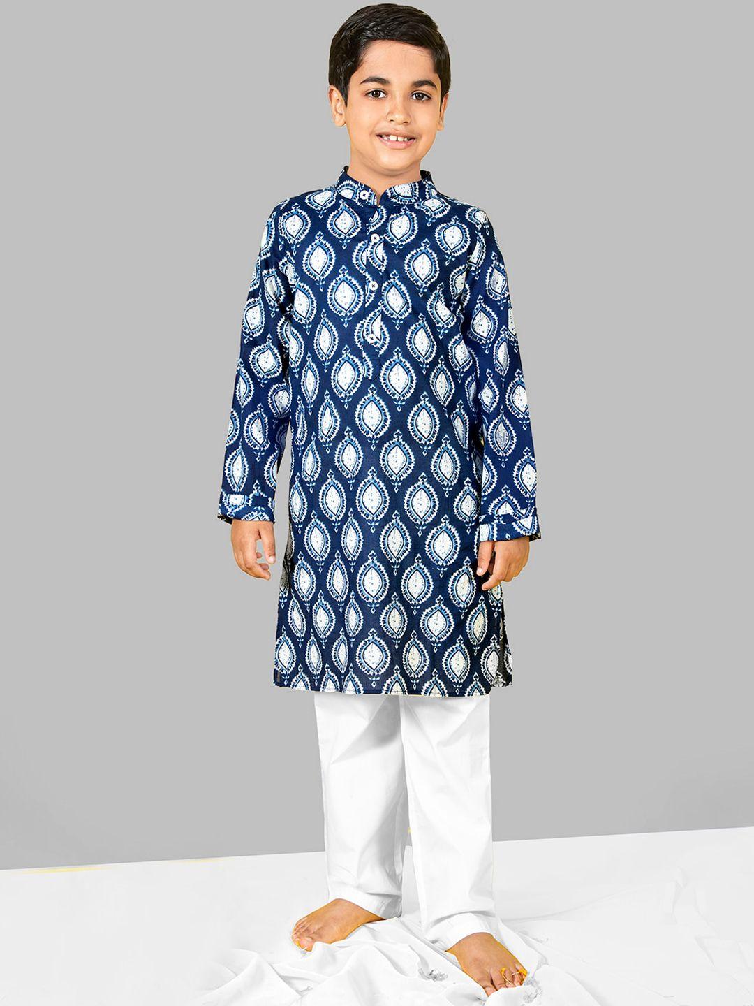 naughty ninos boys ethnic motifs printed regular kurta with pyjamas