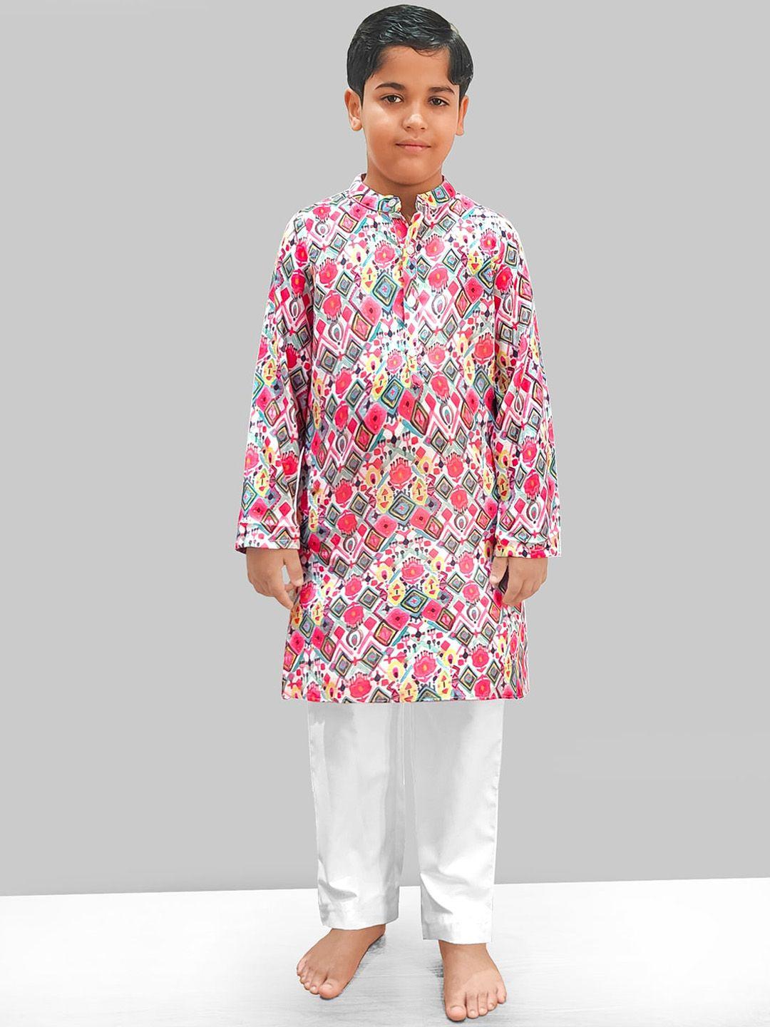 naughty ninos boys ethnic motifs printed regular kurta with pyjamas