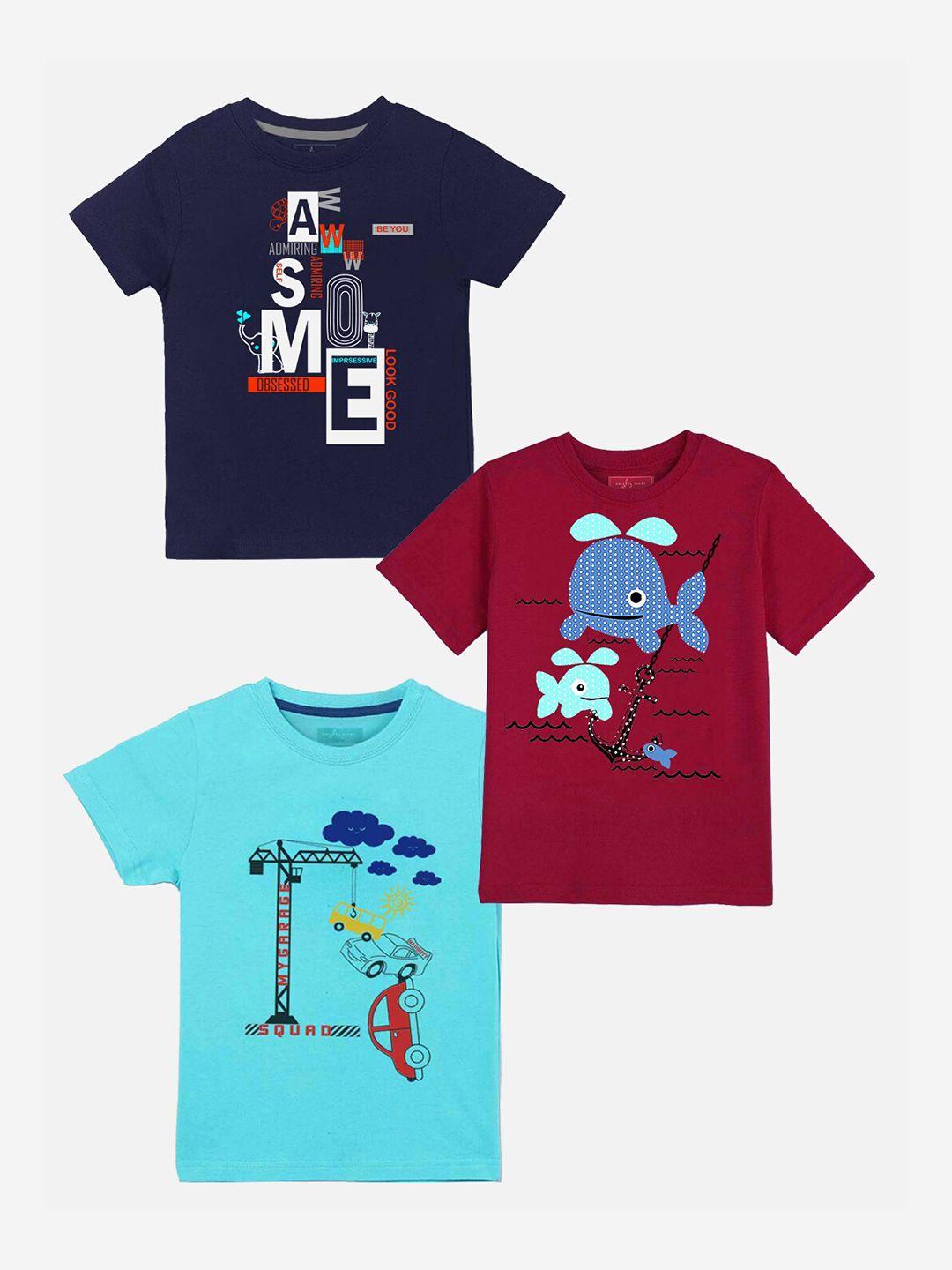 naughty ninos boys pack of 3 printed t-shirts