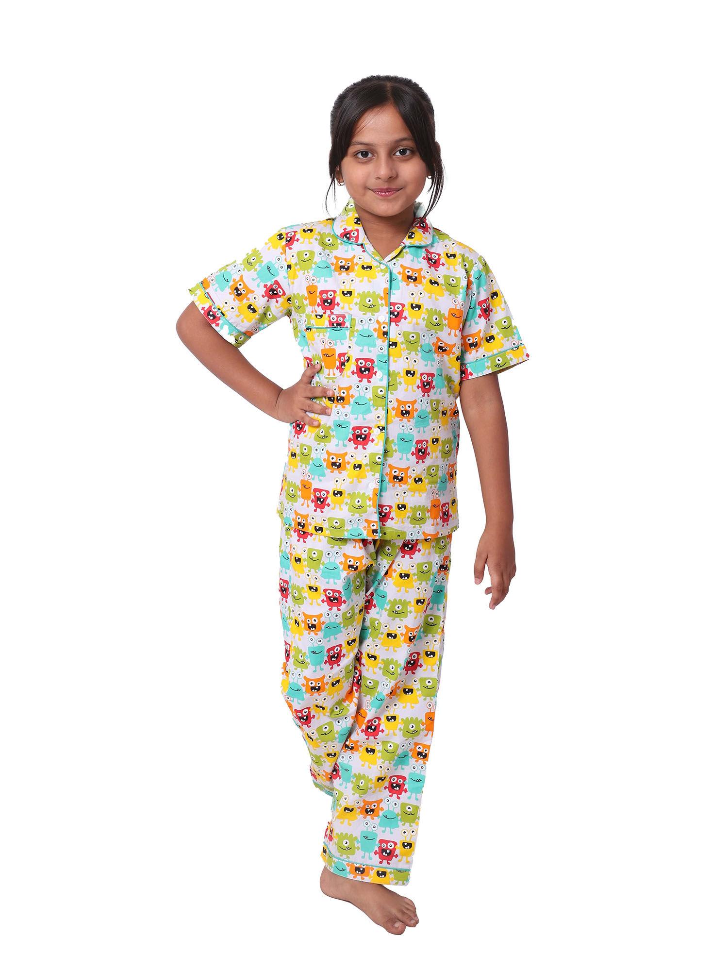 naughty poppins printed cotton shirt with pyjama (set of 1)