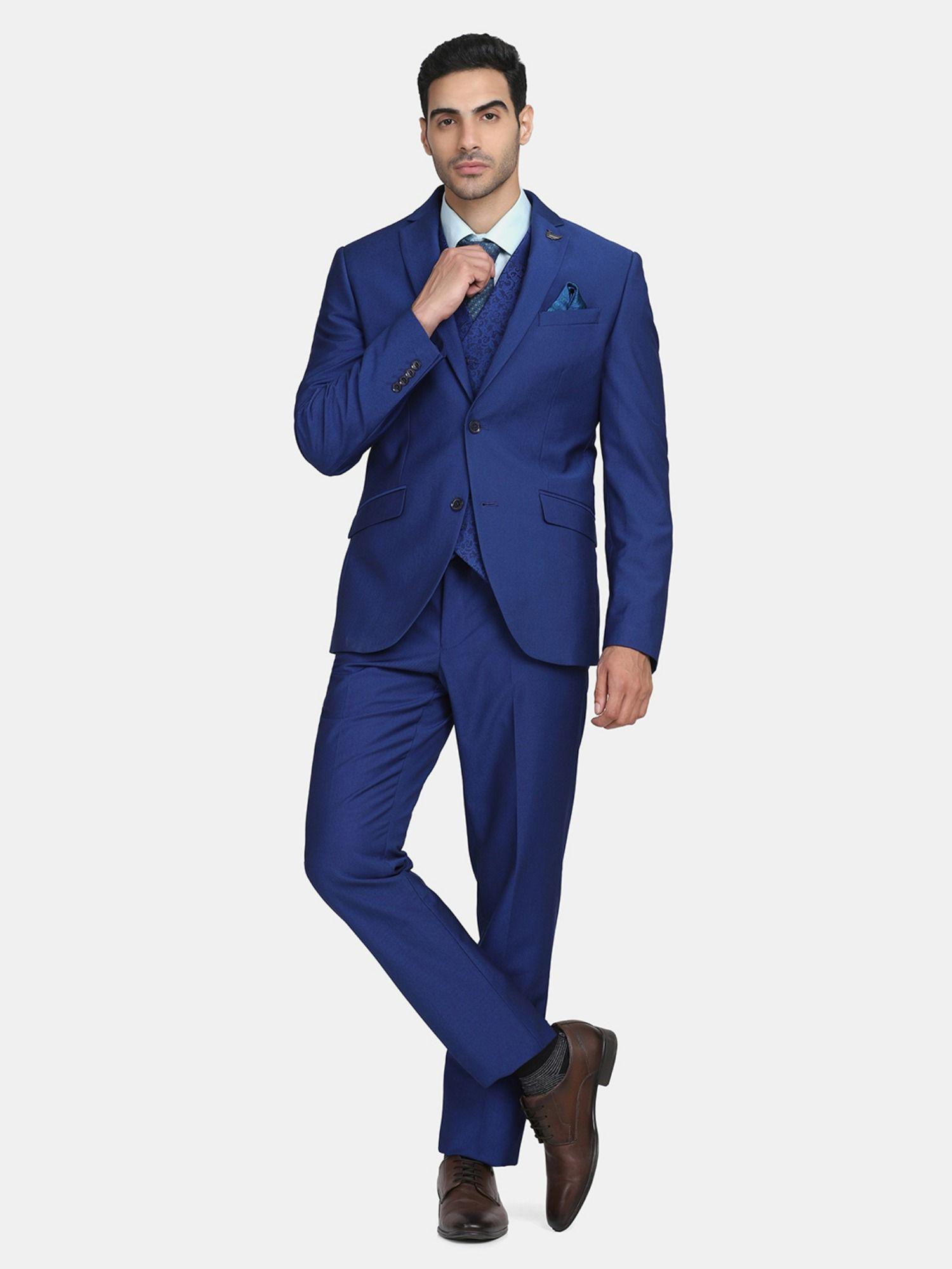 naull 3 pcs dobby suits in royal blue