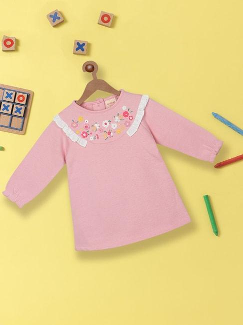 nauti nati kids pink embroidered full sleeves sweatshirt