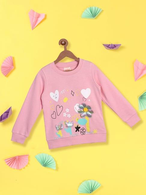 nauti nati kids pink printed full sleeves sweatshirt