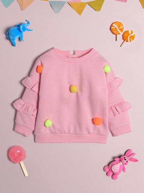 nauti nati kids pink solid full sleeves sweatshirt