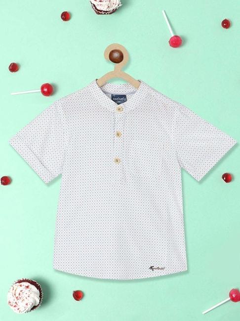 nauti nati kids white cotton printed shirt