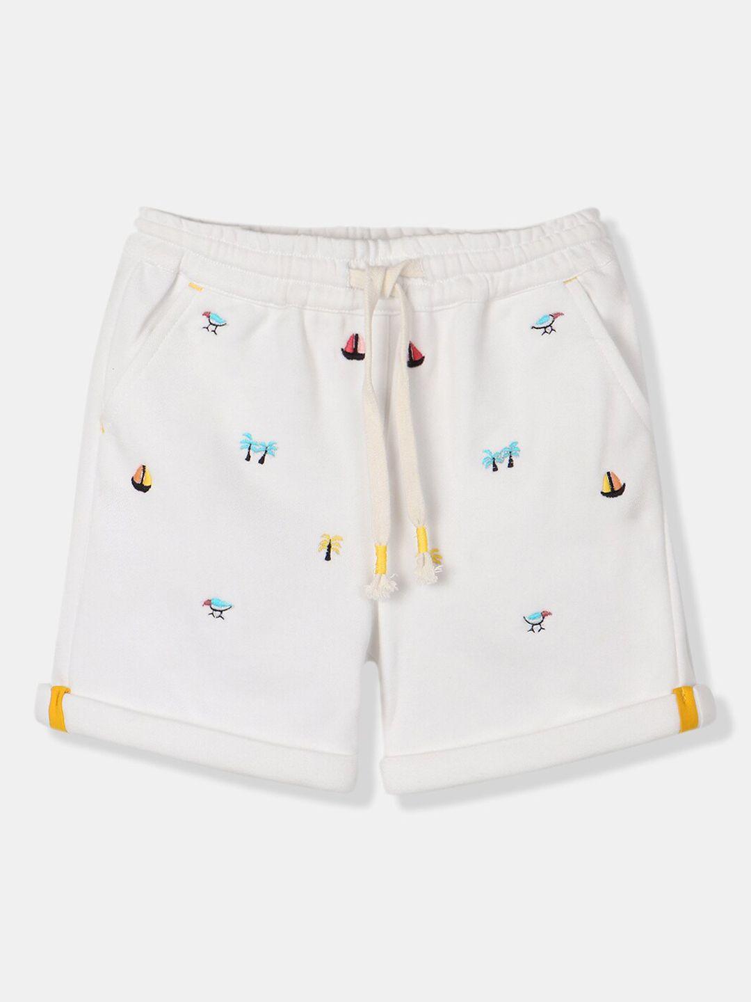 nauti nati boys conversational embroidered pure cotton shorts