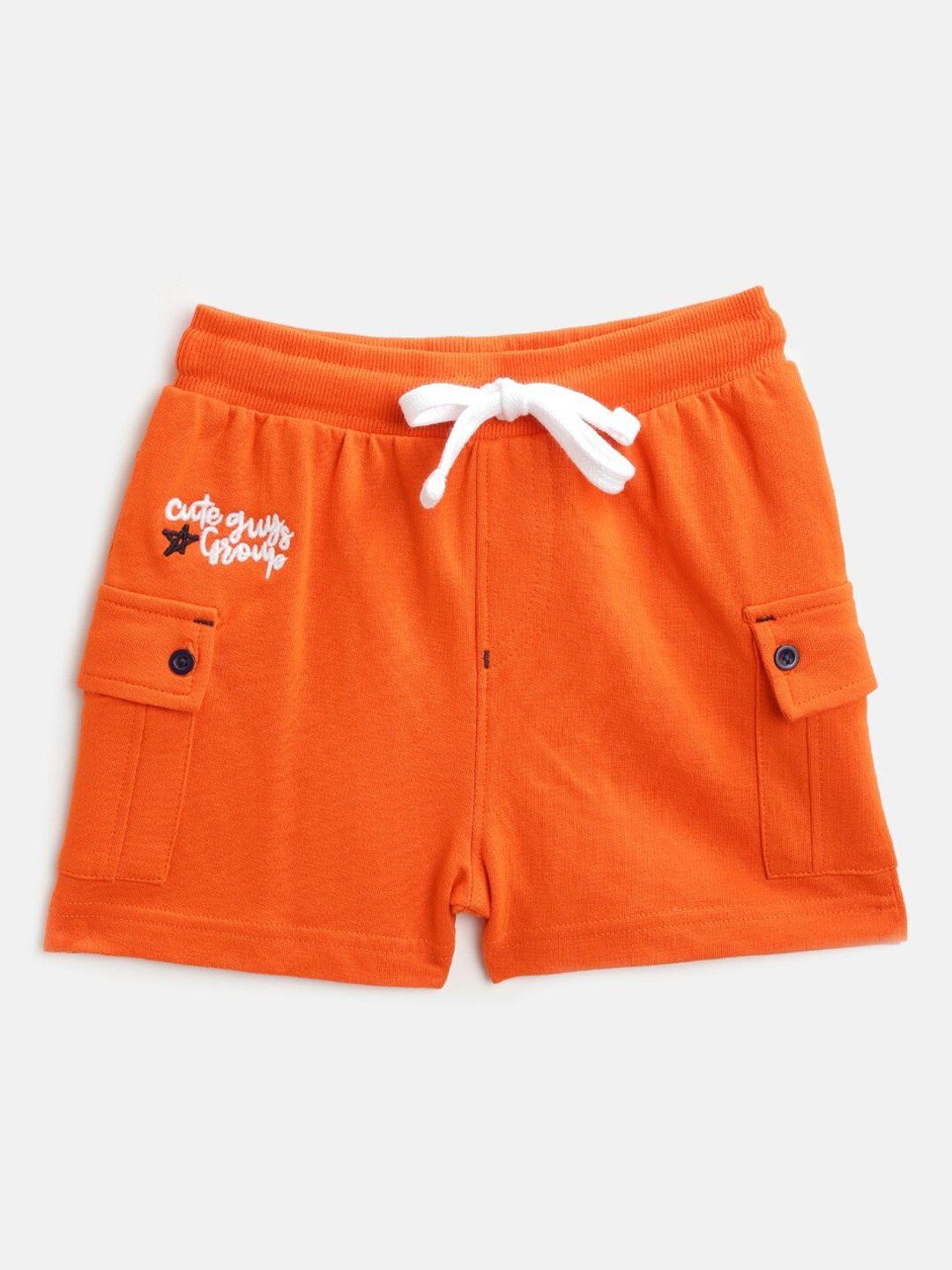 nauti nati boys orange pure cotton shorts