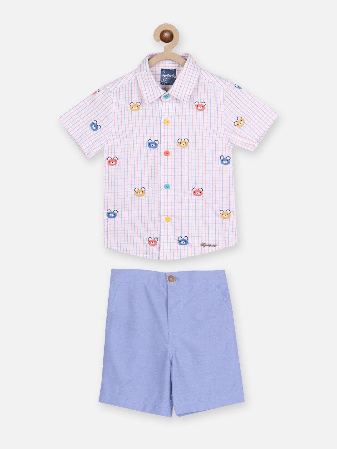 nauti nati boys printed pure cotton shirt with shorts