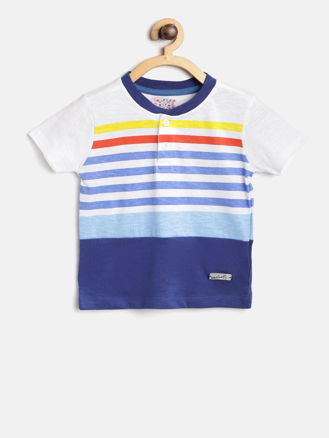 nauti nati boys white striped henley neck t-shirt