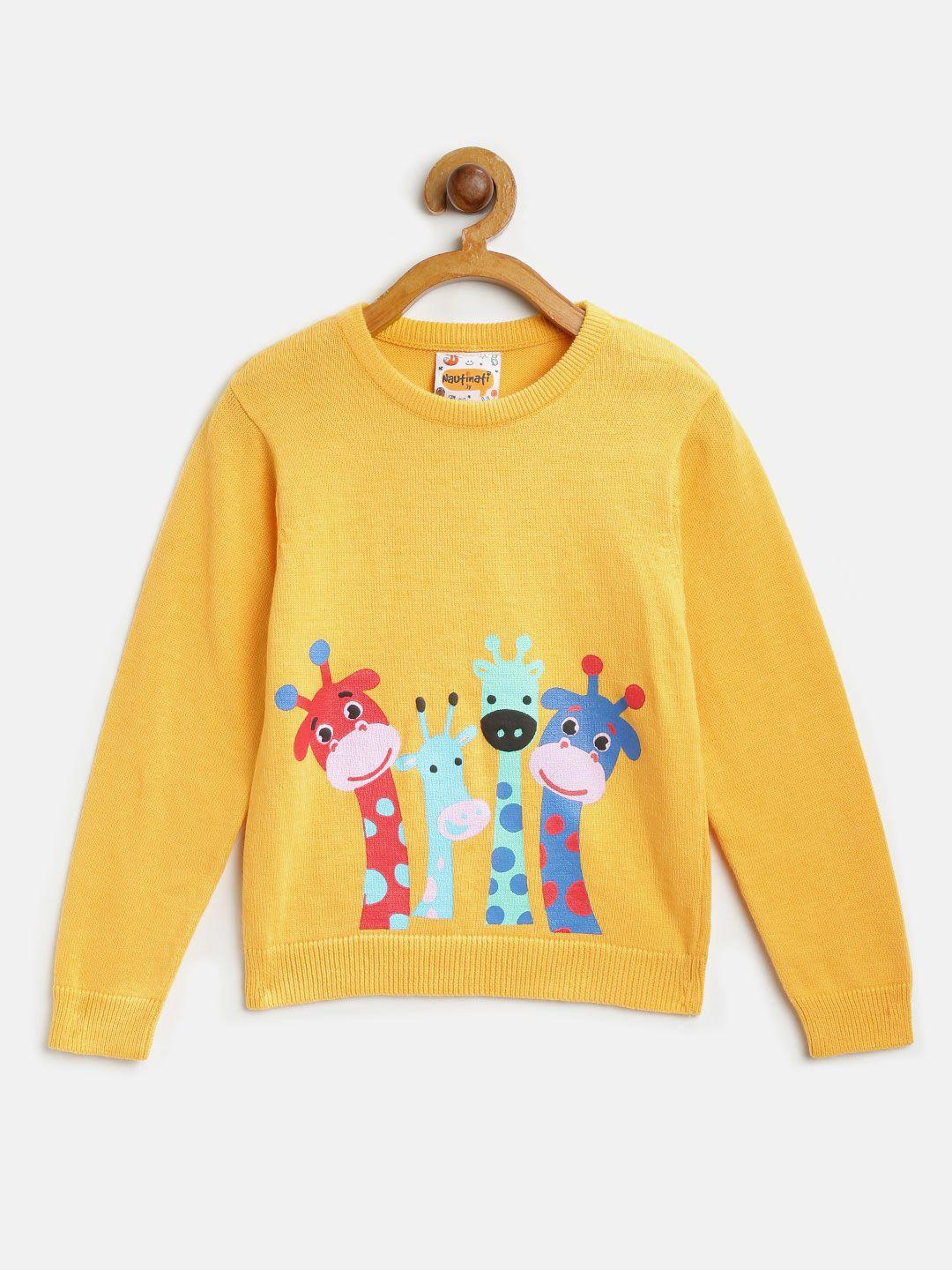 nauti nati boys yellow printed sweater