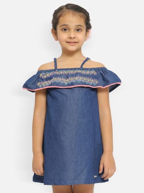 nauti nati kids blue embroidered dress