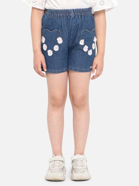 nauti nati kids blue embroidered shorts