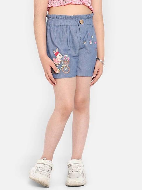 nauti nati kids blue embroidered shorts