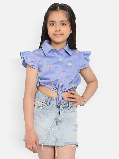 nauti nati kids blue embroidered top