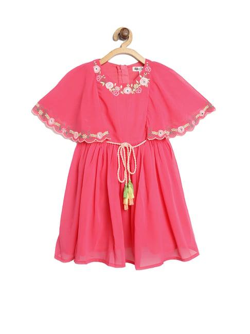 nauti nati kids coral embroidered dress with rope belt