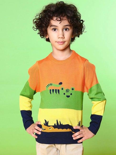 nauti nati kids multicolor printed full sleeves sweater