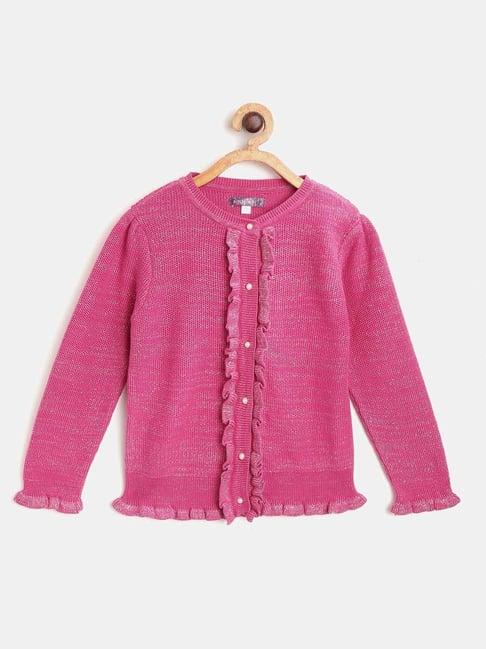 nauti nati kids pink cotton regular fit full sleeves sweater
