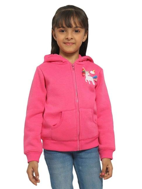 nauti nati kids pink embroidered full sleeves sweatshirt