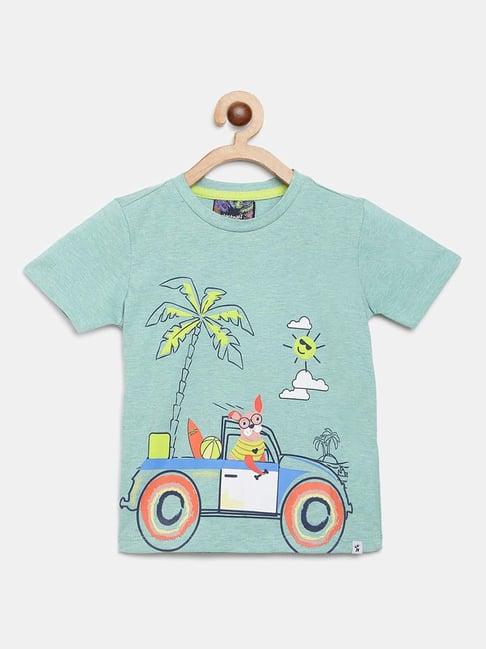 nauti nati kids sea green printed t-shirt