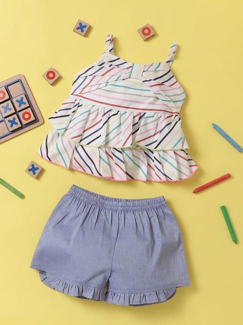 nauti nati kids white & blue striped top with shorts