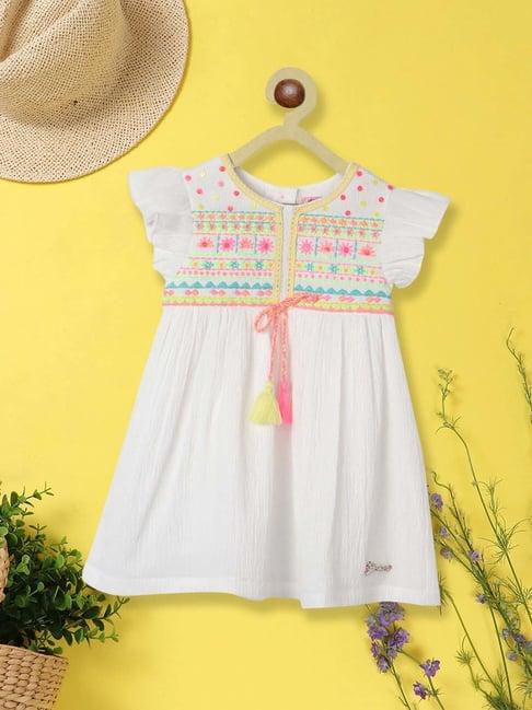 nauti nati kids white embroidered dress