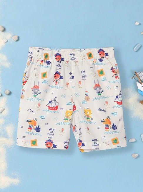 nauti nati kids white printed shorts