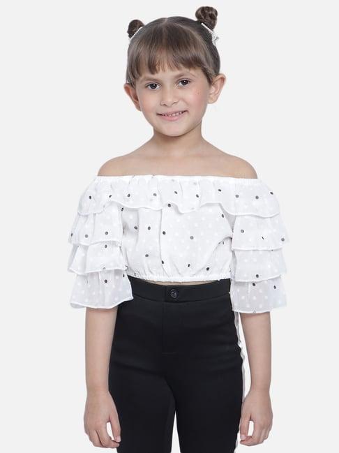 nauti nati kids white printed top