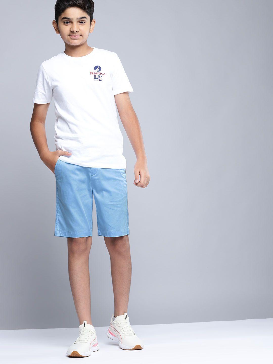 nautica boys blue solid chino shorts